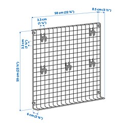 Measurement Illustration - GREJIG wall grid with rail