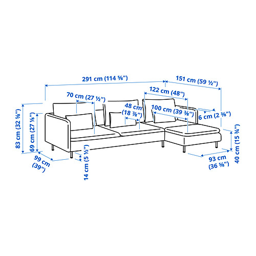 SÖDERHAMN, 4-seat sofa with chaiselongue. 3 of 3 open dialog