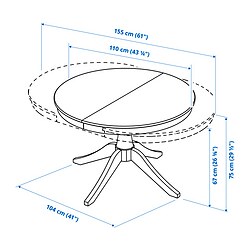 Ilustración de medidas - ROSENTORP mesa extensible