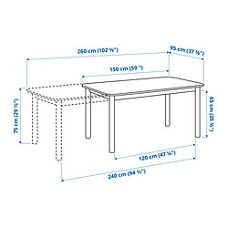 Measurement Illustration - STRANDTORP/ODGER Extendable table and 8 chairs