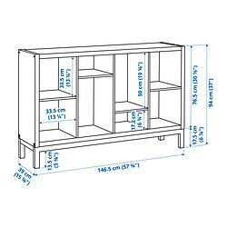 Measurement Illustration - KALLAX shelving unit with underframe