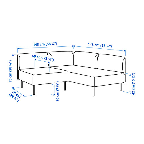 LILLEHEM, 2 seat modular corner sofa. 4 of 4 open dialog