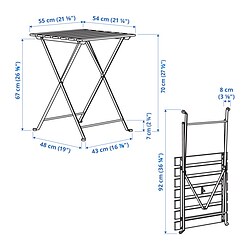 Measurement Illustration - TÄRNÖ foldable table, outdoor