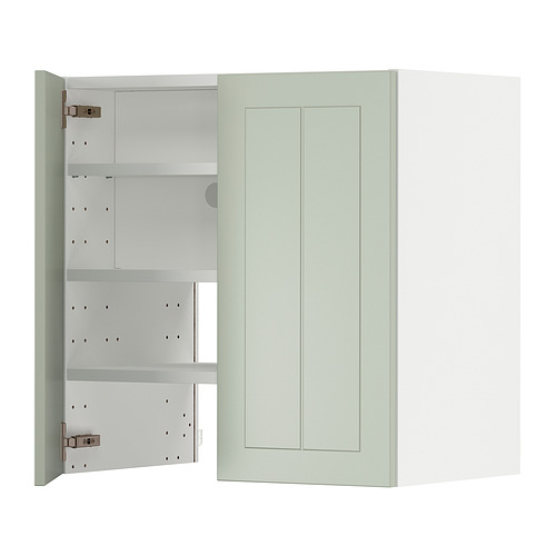 Mueble de cocina METOD en color verde con estantes ajustables y puerta reversible.