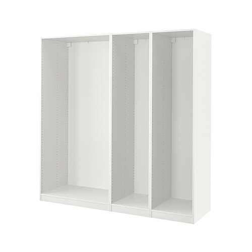 Bastidor de armario PAX blanco con compartimentos modulares, tablero de fibra, personalizable.