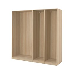 PAX, 3 wardrobe frames, White stained oak effect