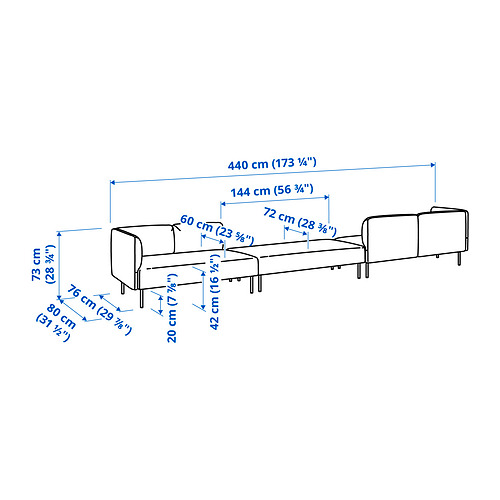 Ilustración con medidas del producto: LILLEHEM.