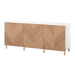 BESTÅ, combinación almacenamiento+puertas, Blanco / Hedeviken / Ösarp chapa de roble