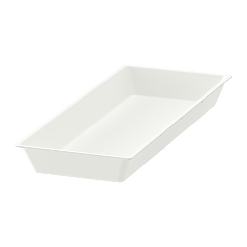 Bandeja para utensilios de plástico blanco UPPDATERA, esquinas redondeadas, diseño práctico.