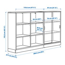 Ilustración de medidas - TONSTAD combinación de almacenaje