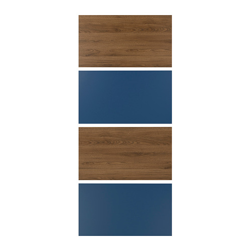 Paneles MEHAMN: madera y azul, rectangulares, bicolor, puertas correderas.