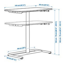 Measurement Illustration - SEGRARE desk sit/stand