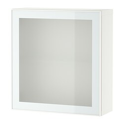 BESTÅ, vitrina de pared con puerta, Blanco / Glassvik blanco-verde claro vidrio esmerilado