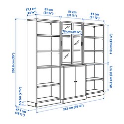 Measurement Illustration - TONSTAD storage with sliding glass doors
