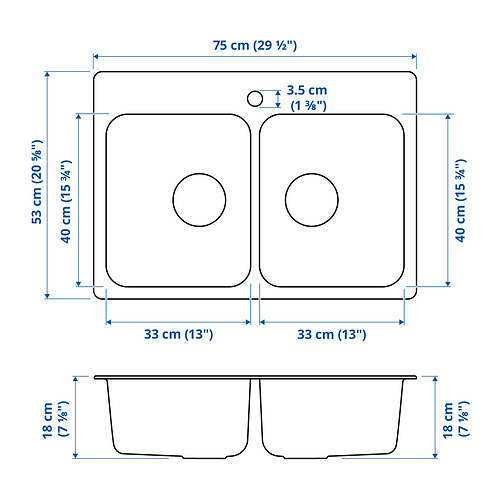 LÅNGUDDEN, double bowl top mount sink 4 of 4 open dialog