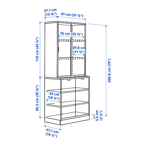TONSTAD, storage combination with sliding doors. 5 of 5 open dialog