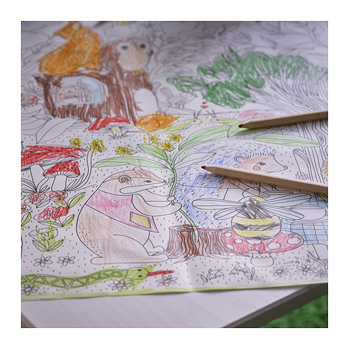 Papel para colorear y lápiz de escena forestal: listo para el arte