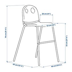 Ilustración de medidas - VILDGÅS silla para jóvenes