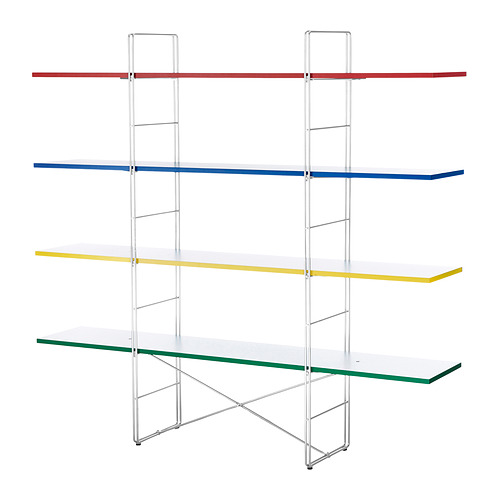 Estantería multicolor BYAKORRE, estantes rojos, azules, amarillos, verdes, estructura de metal cromado, minimalista, ajustable para una decoración moderna