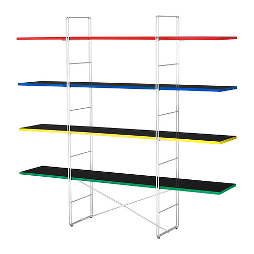 Estante multicolor BYAKORRE, diseño moderno, estantes metálicos de 4 niveles, rojos, azules, amarillos y verdes, pies ajustables.