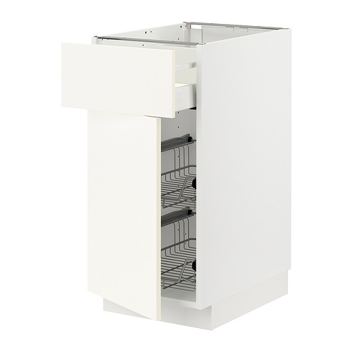 Mueble de cocina METOD blanco con cestas de alambre, diseño elegante, aspecto moderno.