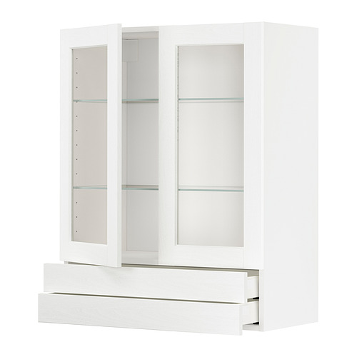 METOD / MAXIMERA, wall cabinet with 2 glass doors and 2 drawers. 1 of 3 open dialog