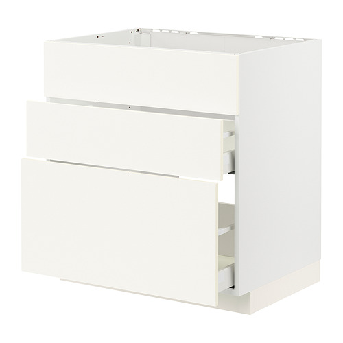 Mueble de cocina METOD blanco con cajones lisos.