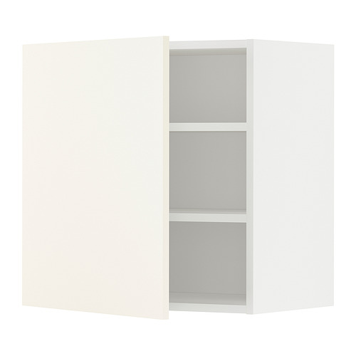 Mueble de cocina METOD: blanco, rectangular, con tres estantes, puerta abierta.