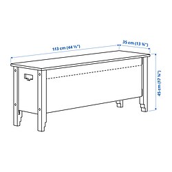 Measurement Illustration - OMMJÄNGE bench with storage