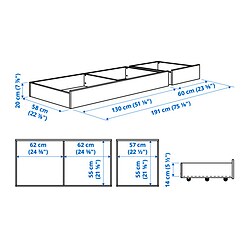 Measurement Illustration - VIHALS underbed storage box, set of 2