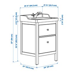 Measurement Illustration - HEMNES/RUTSJÖN Bathroom vanity with sink & faucet