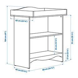 Ilustración de medidas - SMÅGÖRA cambiador/librero
