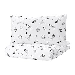 AFTONSPARV, Funda de edredón y funda de almohada, Espacio blanco / negro