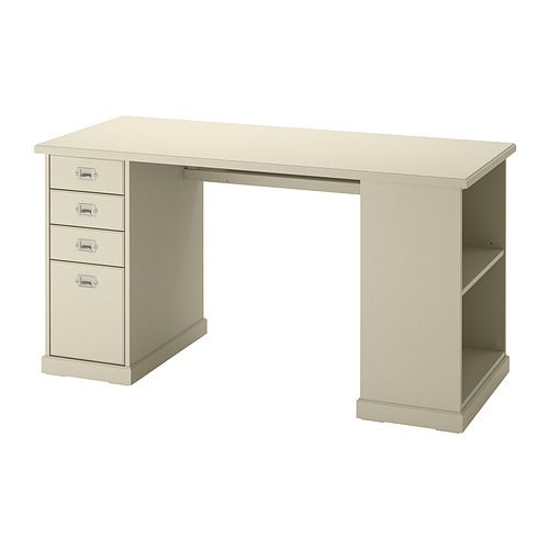 Escritorio crema VEBJÖRN: 4 cajones, estantes abiertos, rectangular, estilo tradicional.