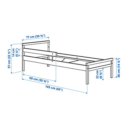 IKEA Santo Domingo - SNIGLAR bed frame and guard rail, junior, beech