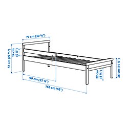 Ilustración de medidas - SNIGLAR Cama con tablillas LURÖY