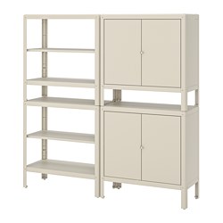 KOLBJÖRN, estantería con 2 armarios, interior/exterior, Beige