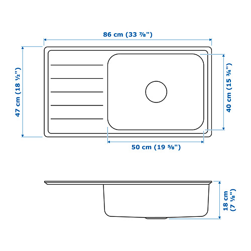 VATTUDALEN, Inset sink 1 bowl with drainboard and water trap. 6 of 6 open dialog