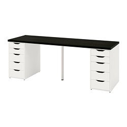 LAGKAPTEN/ALEX, escritorio, Negro-marrón / blanco