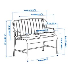 Ilustración de medidas - LÄCKÖ sofá 2 plazas, exterior