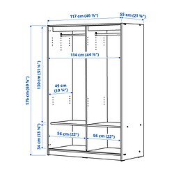 Measurement Illustration - KLEPPSTAD wardrobe