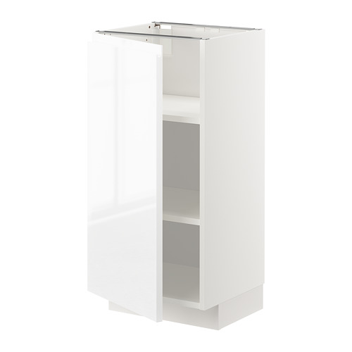 Mueble de cocina METOD blanco, acabado brillante, forma cuadrada, con estante abierto e interior ajustable.