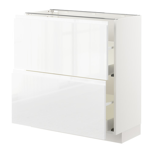 Mueble de cocina blanco METOD de alto brillo, rectangular, diseño moderno y elegante.