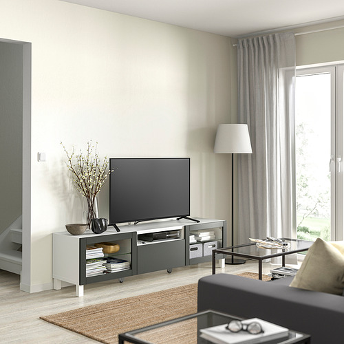 BESTÅ, TV unit with drawer runner, push-open 8 of 9 open dialog
