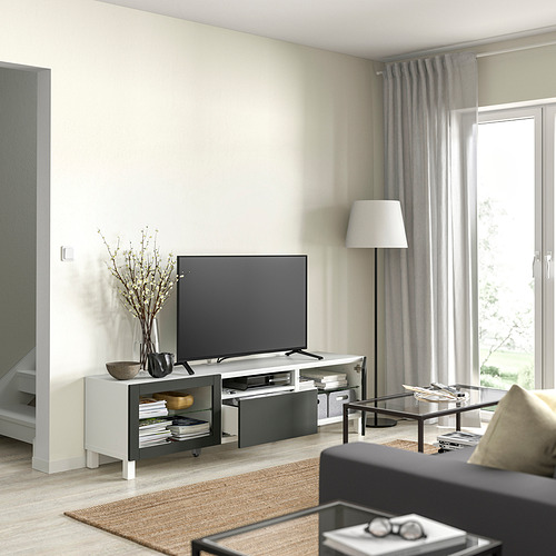 BESTÅ, TV unit with drawer runner, push-open 9 of 9 open dialog