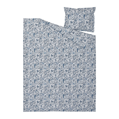 Juego de cama de cachemira azul RODGERSIA; Patrones intrincados en mezcla de algodón, incluye edredón y fundas de almohada con cierre de sobre.