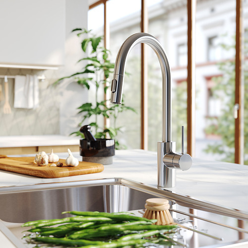 SALLSJÖN, pull out kitchen faucet with spray. 2 of 7 open dialog