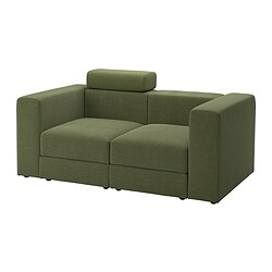 JÄTTEBO, sofá modular 2 plazas con reposacabezas, Samsala verde amarillo oscuro