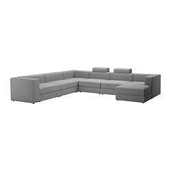 JÄTTEBO, U-shaped modular sofa 7 seat with chaiselongue, Tonerud gray