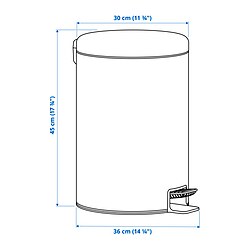 Measurement Illustration - STENTRAPPA pedal bin